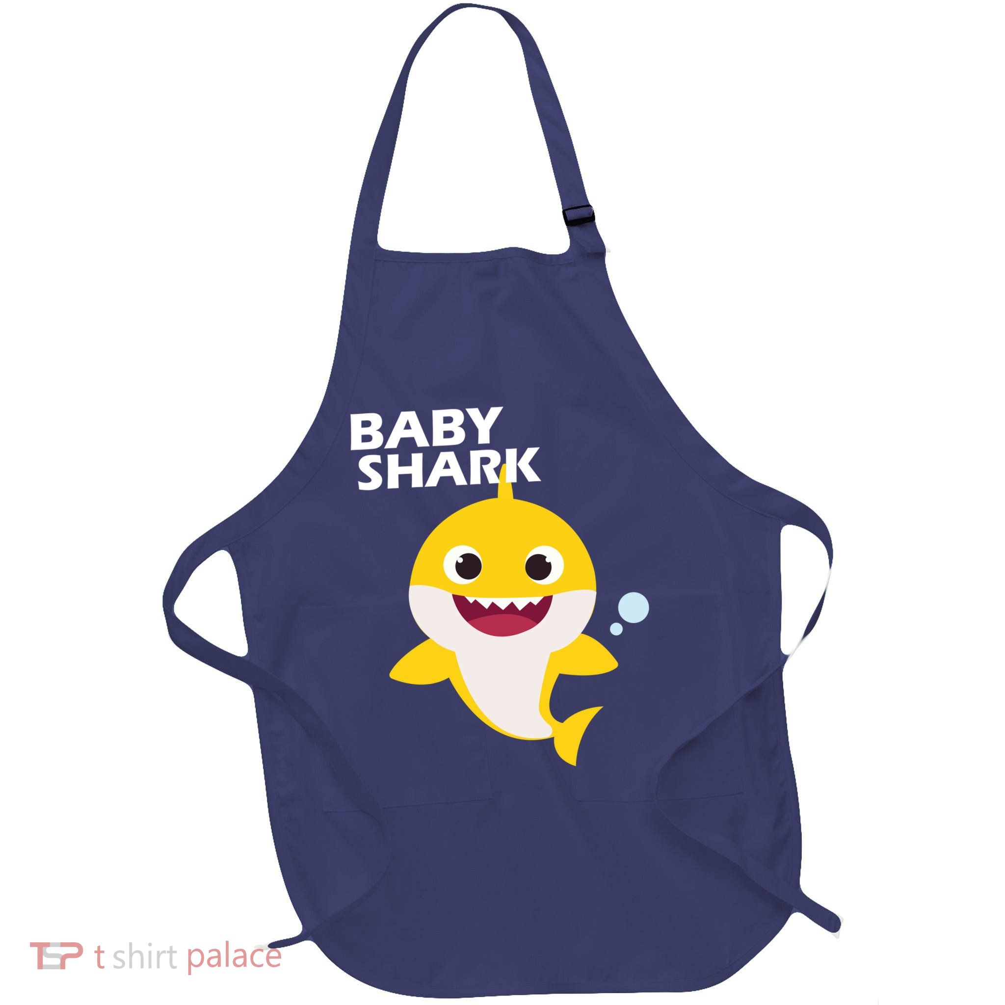 Cute Baby Shark Full-Length Apron With Pockets