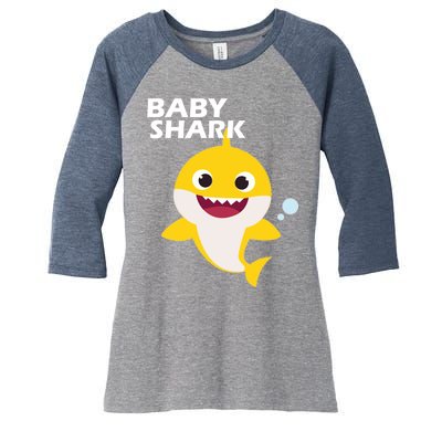 Cute Baby Shark Women's Tri-Blend 3/4-Sleeve Raglan Shirt