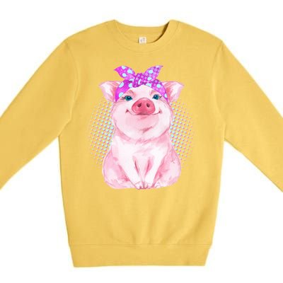 Cute Bandanna Pig Premium Crewneck Sweatshirt