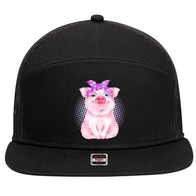 Cute Bandanna Pig 7 Panel Mesh Trucker Snapback Hat