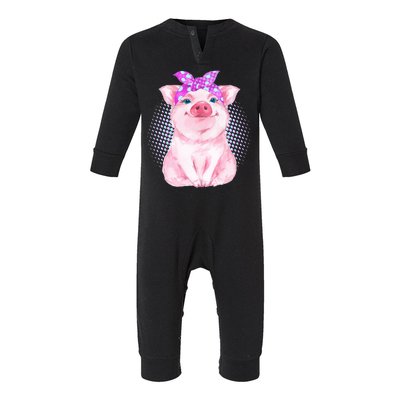 Cute Bandanna Pig Infant Fleece One Piece