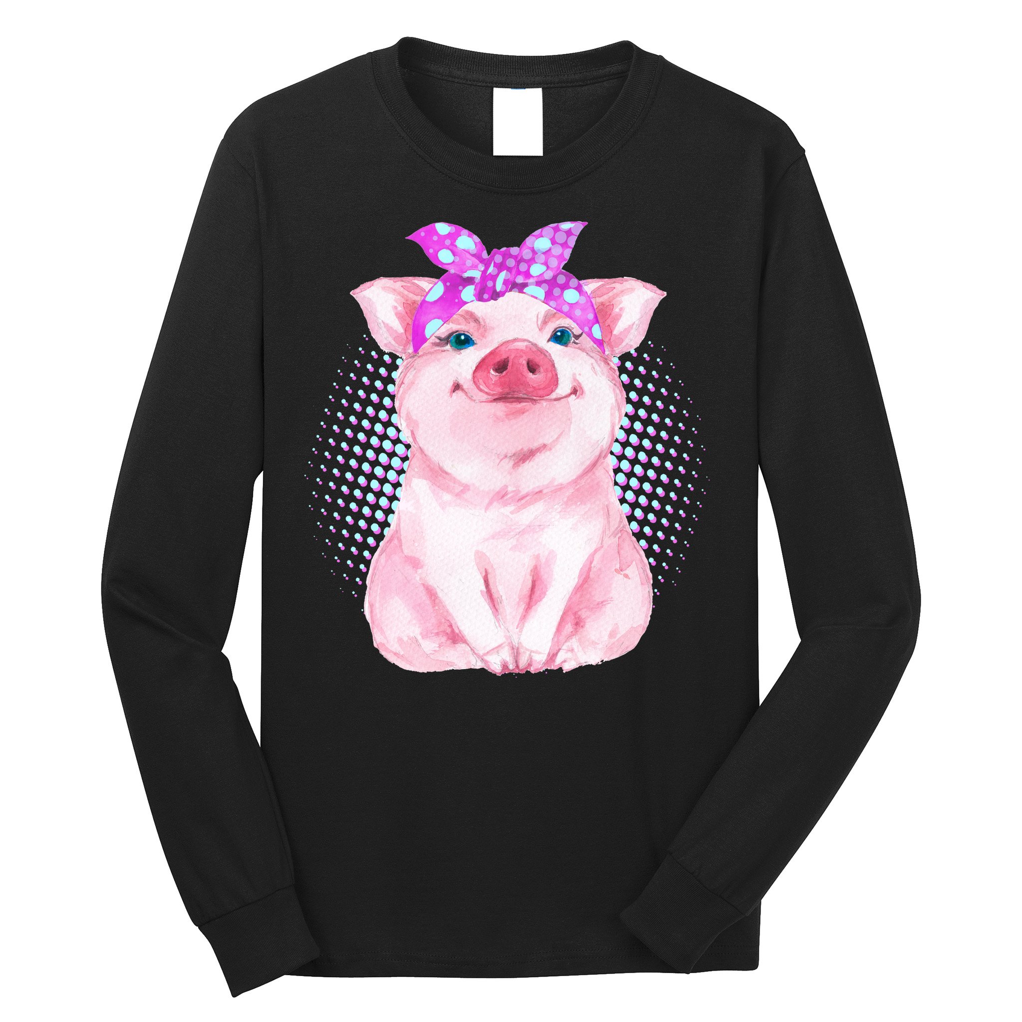 Cute Bandanna Pig Long Sleeve Shirt