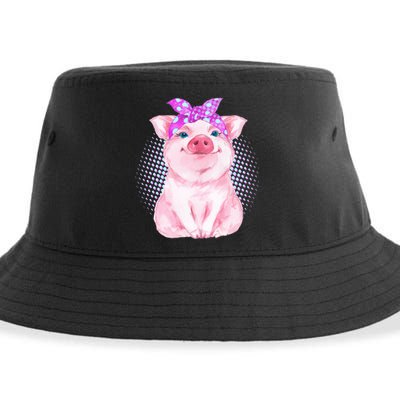 Cute Bandanna Pig Sustainable Bucket Hat