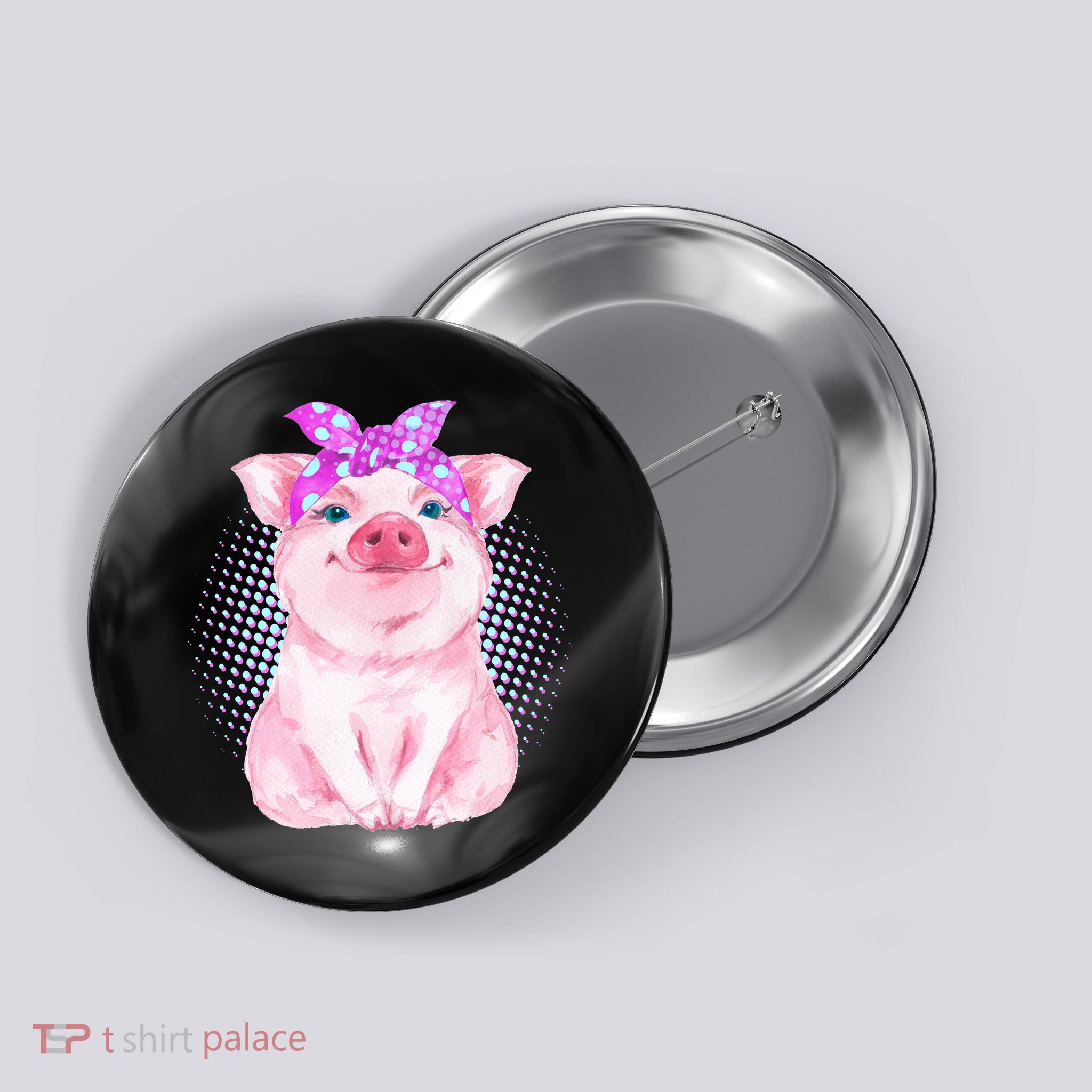 Cute Bandanna Pig Button