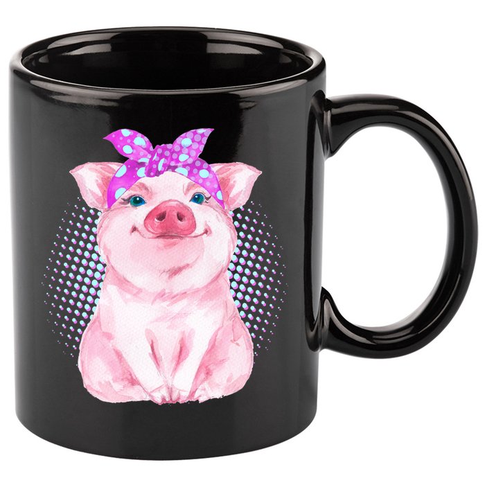 Cute Bandanna Pig 11oz C Handle Ceramic Mug
