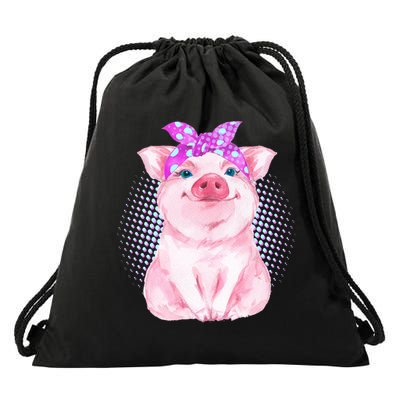 Cute Bandanna Pig Drawstring Bag