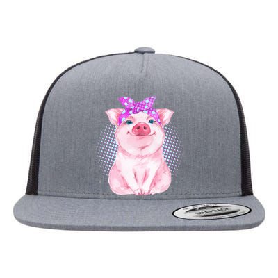 Cute Bandanna Pig Flat Bill Trucker Hat