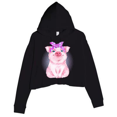 Cute Bandanna Pig Crop Fleece Hoodie