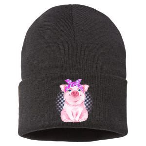 Cute Bandanna Pig Sustainable Knit Beanie