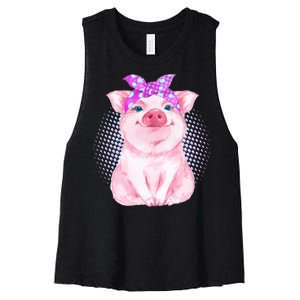 Cute Bandanna Pig Women's Racerback Cropped Tank