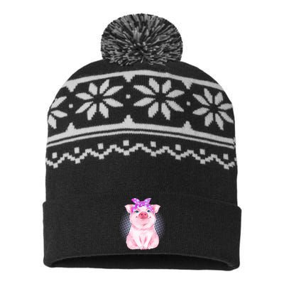 Cute Bandanna Pig USA-Made Snowflake Beanie