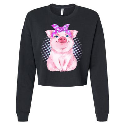 Cute Bandanna Pig Cropped Pullover Crew