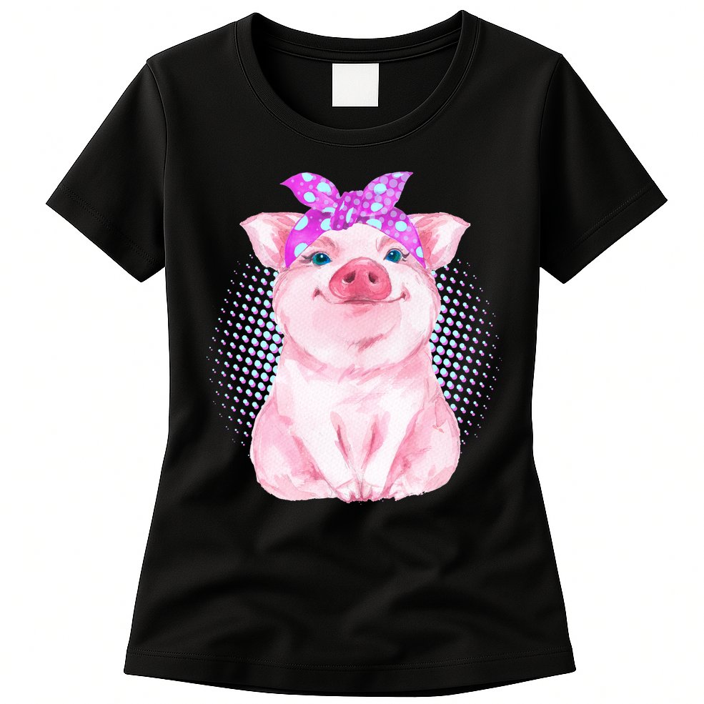 Cute Bandanna Pig Womens T-Shirt