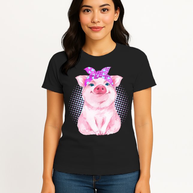 Cute Bandanna Pig Womens T-Shirt
