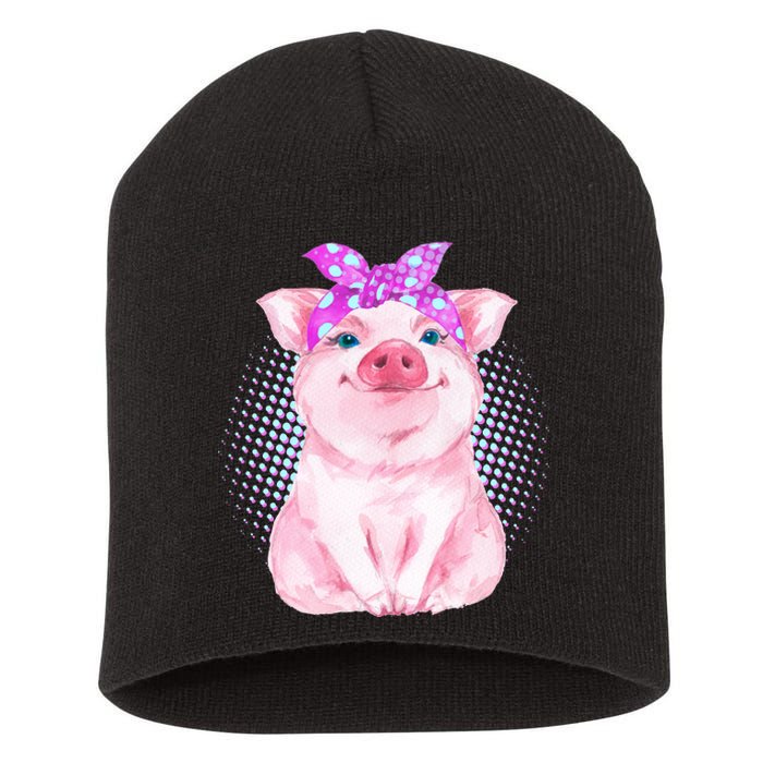 Cute Bandanna Pig Short Acrylic Beanie