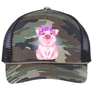 Cute Bandanna Pig Retro Rope Trucker Hat Cap