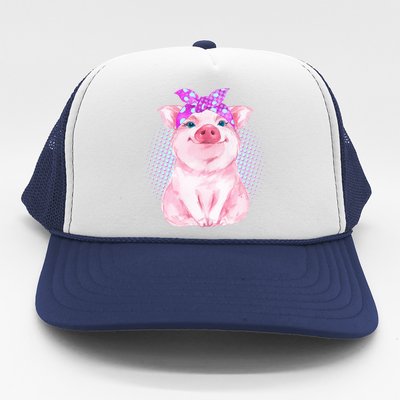 Cute Bandanna Pig Trucker Hat