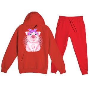 Cute Bandanna Pig Premium Hooded Sweatsuit Set