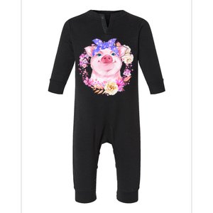 Cute Bandanna Pig Floral Infant Fleece One Piece