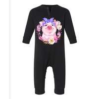 Cute Bandanna Pig Floral Infant Fleece One Piece