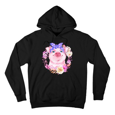 Cute Bandanna Pig Floral Hoodie