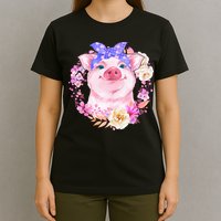 Cute Bandanna Pig Floral T-Shirt