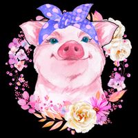 Cute Bandanna Pig Floral T-Shirt