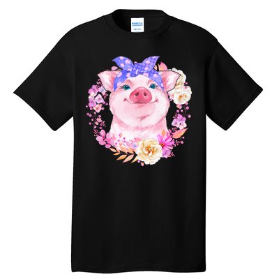 Cute Bandanna Pig Floral Tall T-Shirt