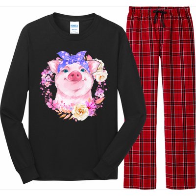 Cute Bandanna Pig Floral Long Sleeve Pajama Set