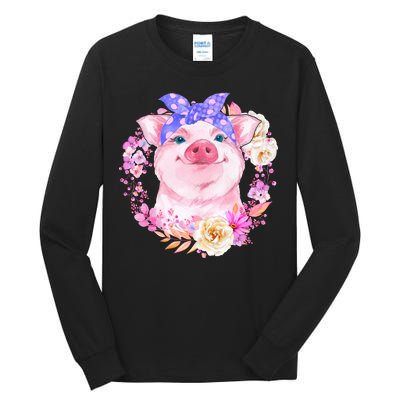 Cute Bandanna Pig Floral Tall Long Sleeve T-Shirt