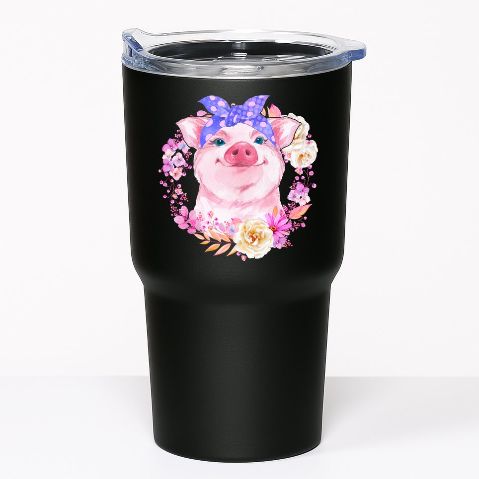 Cute Bandanna Pig Floral Tumbler