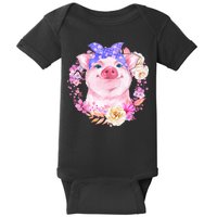 Cute Bandanna Pig Floral Baby Bodysuit