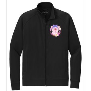 Cute Bandanna Pig Floral Stretch Full-Zip Cadet Jacket