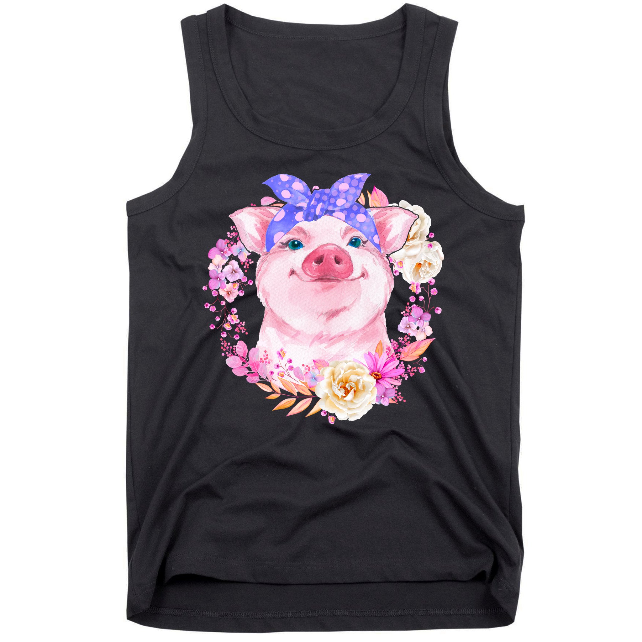 Cute Bandanna Pig Floral Tank Top