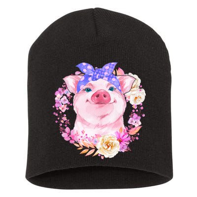 Cute Bandanna Pig Floral Short Acrylic Beanie