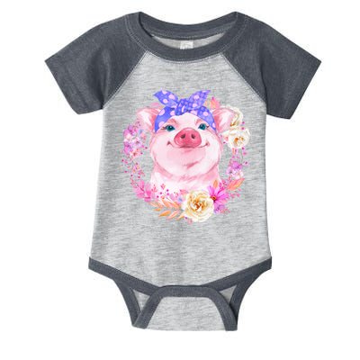 Cute Bandanna Pig Floral Infant Baby Jersey Bodysuit