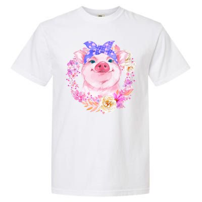 Cute Bandanna Pig Floral Garment-Dyed Heavyweight T-Shirt