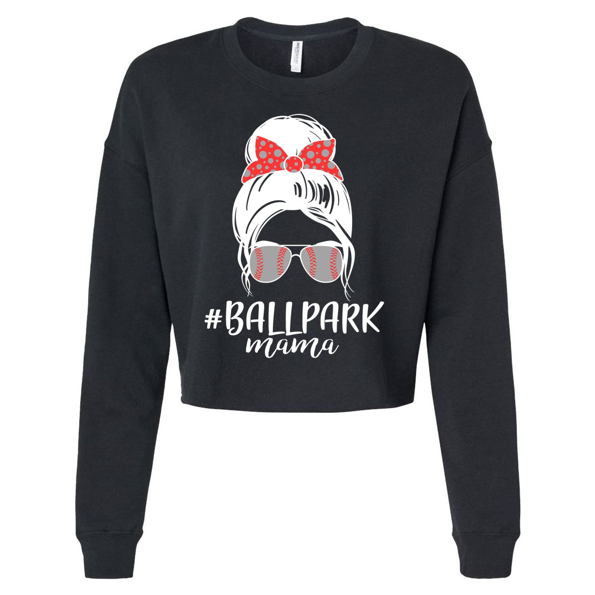 Cute Baseball Ballpark Mama  Cropped Pullover Crew