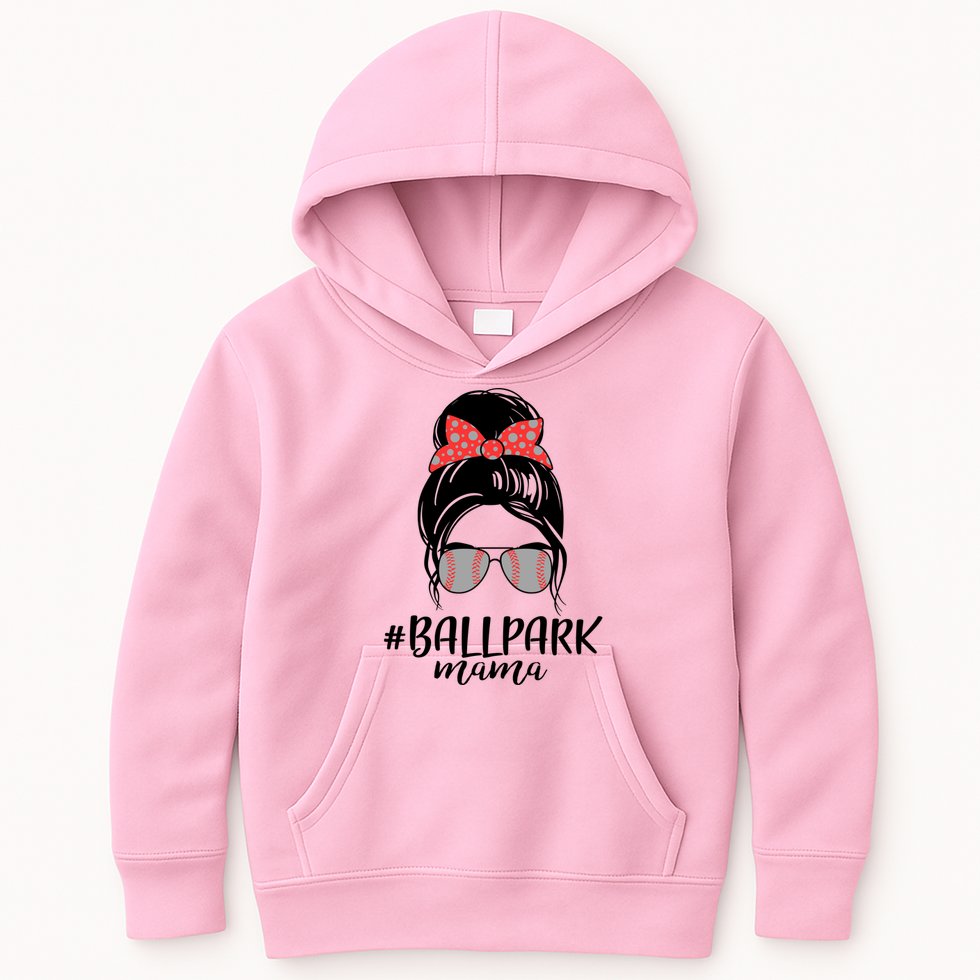 Cute Baseball Ballpark Mama  Kids Hoodie