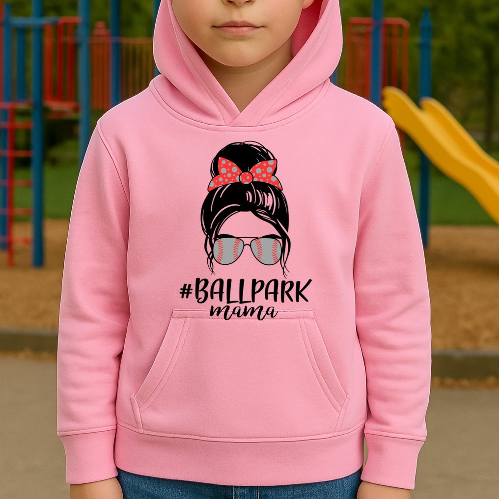 Cute Baseball Ballpark Mama  Kids Hoodie