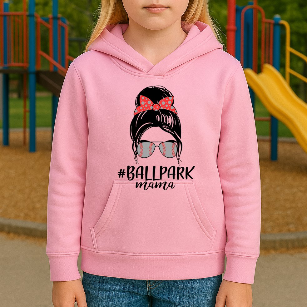 Cute Baseball Ballpark Mama  Kids Hoodie