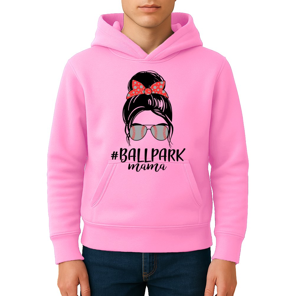 Cute Baseball Ballpark Mama  Kids Hoodie