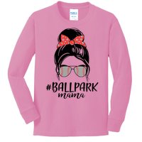 Cute Baseball Ballpark Mama  Kids Long Sleeve Shirt