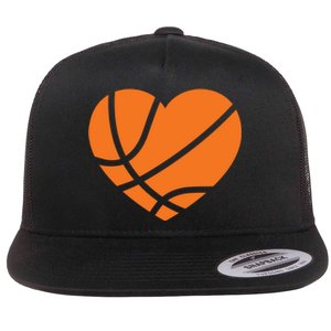 Cute Basketball Heart Flat Bill Trucker Hat