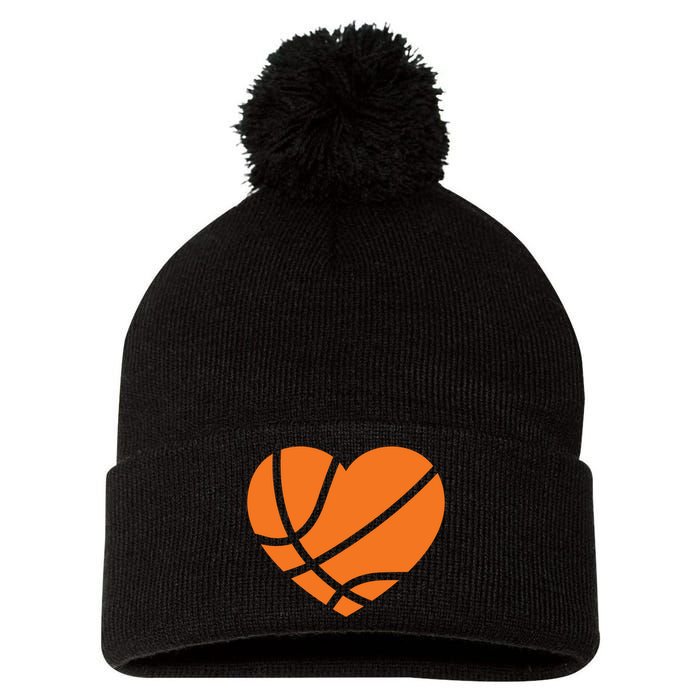 Cute Basketball Heart Pom Pom 12in Knit Beanie