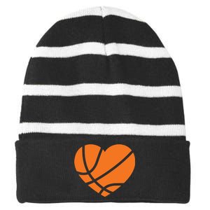 Cute Basketball Heart Striped Beanie with Solid Band