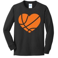 Cute Basketball Heart Kids Long Sleeve Shirt