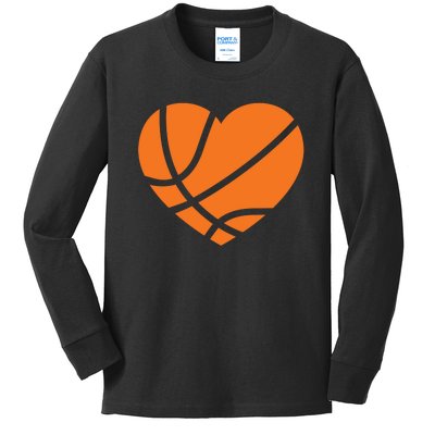 Cute Basketball Heart Kids Long Sleeve Shirt