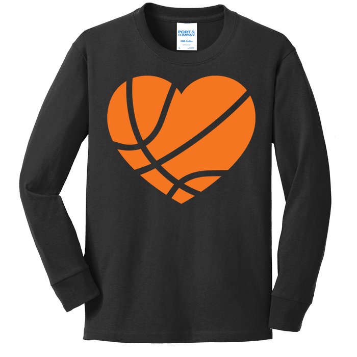 Cute Basketball Heart Kids Long Sleeve Shirt