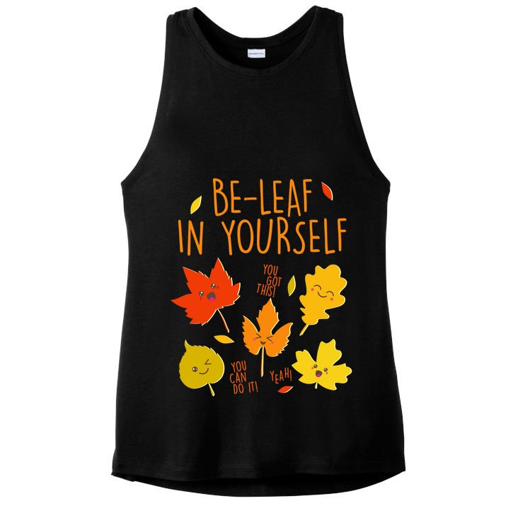 Cute Be-Leaf In Yourself Ladies PosiCharge Tri-Blend Wicking Tank